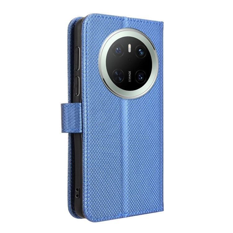 For Huawei Mate 70 Case PU Leather Diamond Texture Wallet Phone Cover - Blue
