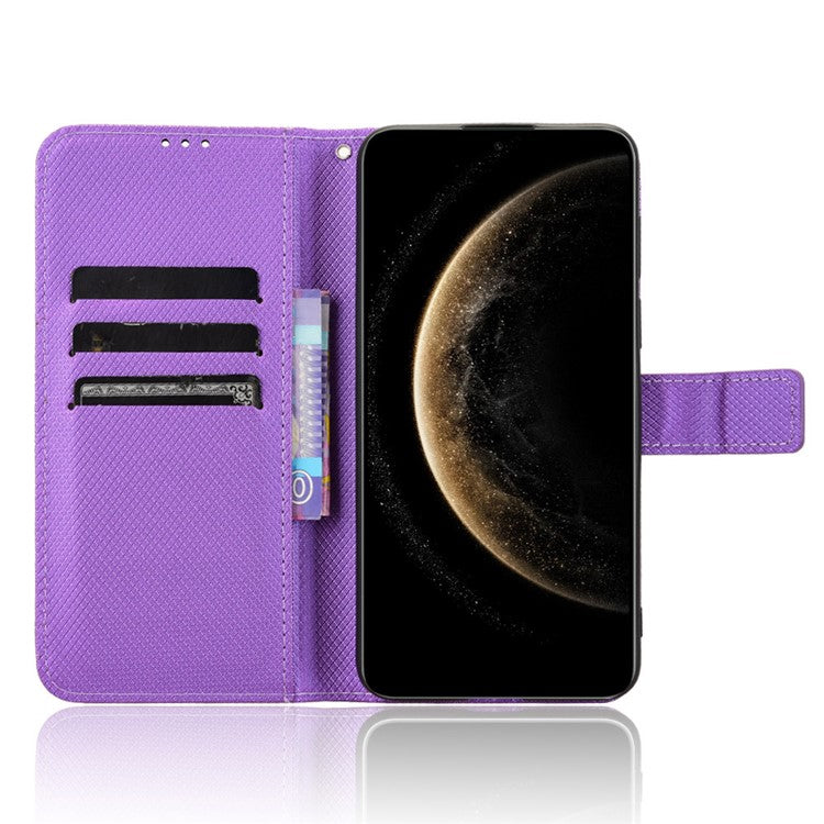 For Huawei Mate 70 Case PU Leather Diamond Texture Wallet Phone Cover - Purple