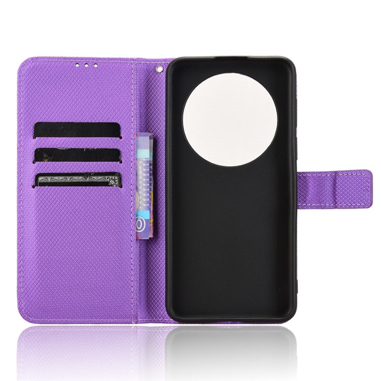 For Huawei Mate 70 Case PU Leather Diamond Texture Wallet Phone Cover - Purple