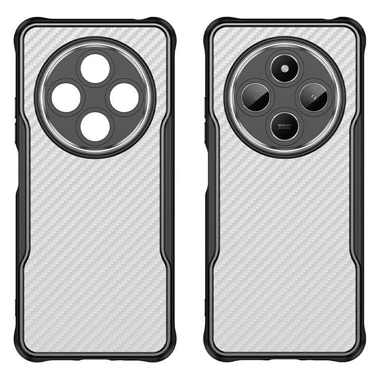 For Xiaomi Poco C75 4G / Redmi 14R 5G / A4 5G / 14C 4G Case Carbon Fiber Texture TPU+PC Phone Cover - Black