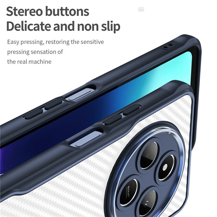 For Xiaomi Poco C75 4G / Redmi 14R 5G / A4 5G / 14C 4G Case Carbon Fiber Texture TPU+PC Phone Cover - Blue