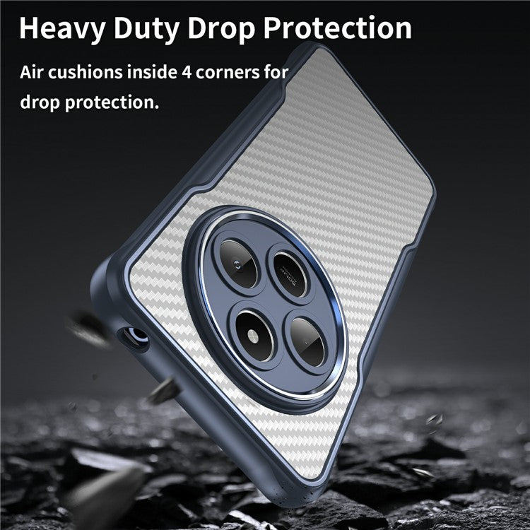 For Xiaomi Poco C75 4G / Redmi 14R 5G / A4 5G / 14C 4G Case Carbon Fiber Texture TPU+PC Phone Cover - Blue