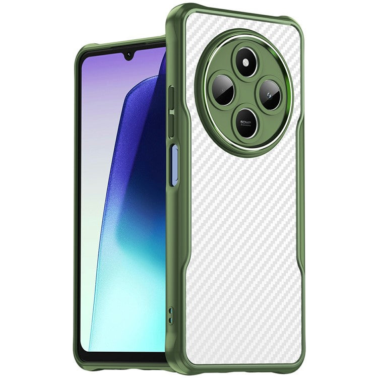 For Xiaomi Poco C75 4G / Redmi 14R 5G / A4 5G / 14C 4G Case Carbon Fiber Texture TPU+PC Phone Cover - Green