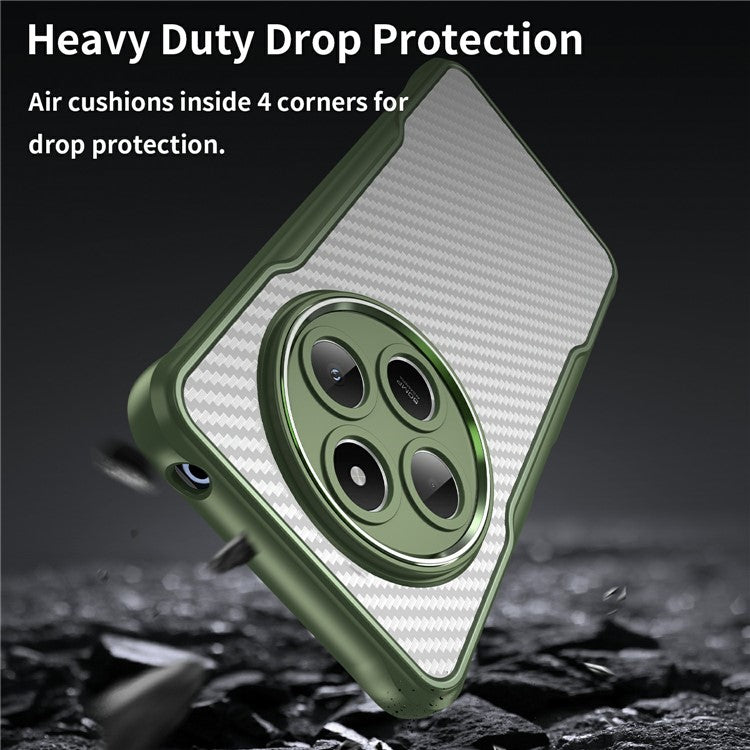 For Xiaomi Poco C75 4G / Redmi 14R 5G / A4 5G / 14C 4G Case Carbon Fiber Texture TPU+PC Phone Cover - Green