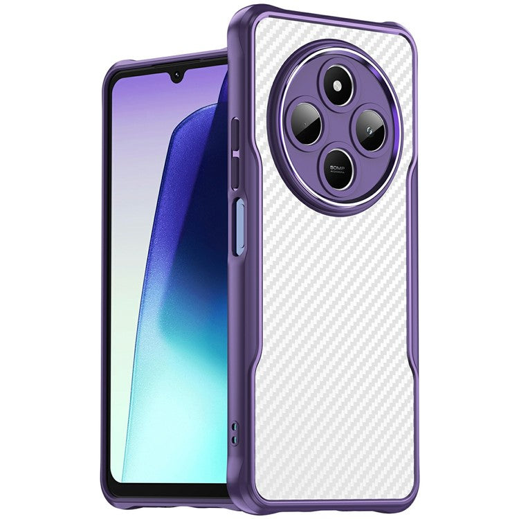 For Xiaomi Poco C75 4G / Redmi 14R 5G / A4 5G / 14C 4G Case Carbon Fiber Texture TPU+PC Phone Cover - Purple