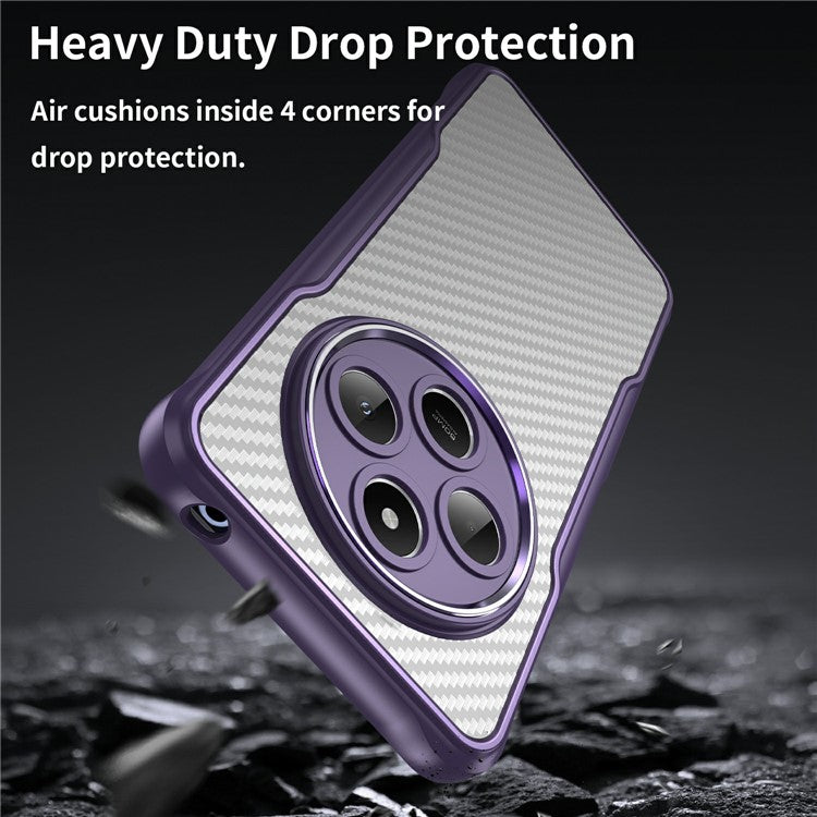 For Xiaomi Poco C75 4G / Redmi 14R 5G / A4 5G / 14C 4G Case Carbon Fiber Texture TPU+PC Phone Cover - Purple