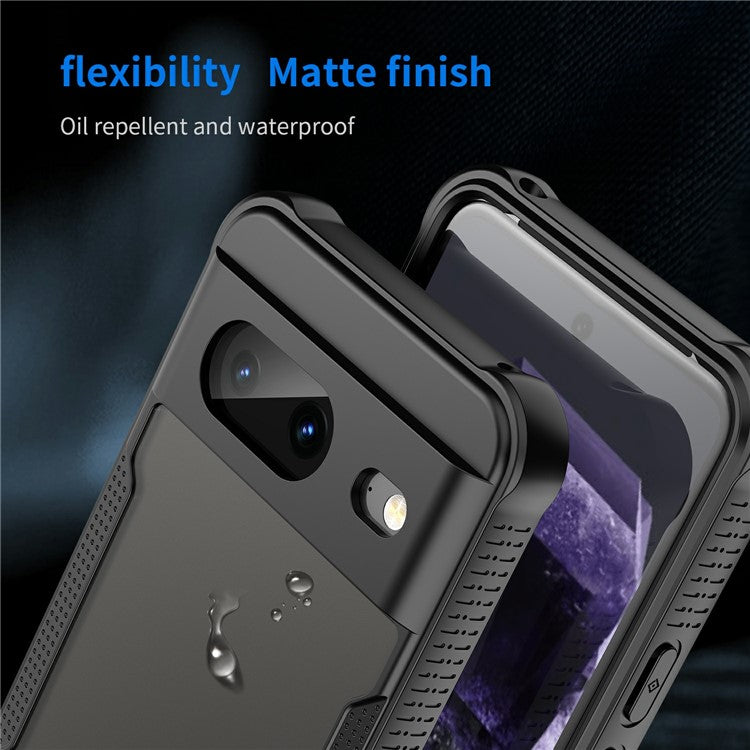 For Google Pixel 8 Case PC+TPU Frosted Phone Back Cover - Black