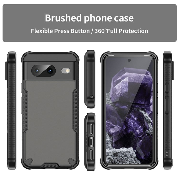 For Google Pixel 8 Case PC+TPU Frosted Phone Back Cover - Black