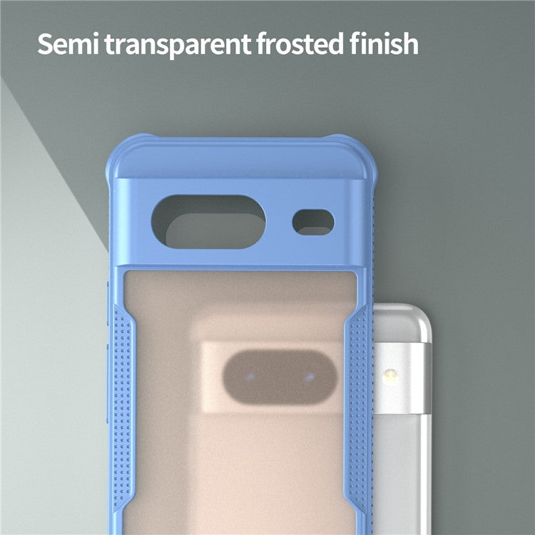 For Google Pixel 8 Case PC+TPU Frosted Phone Back Cover - Blue