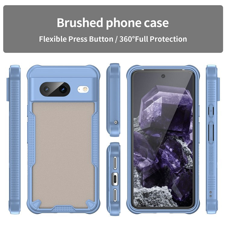 For Google Pixel 8 Case PC+TPU Frosted Phone Back Cover - Blue