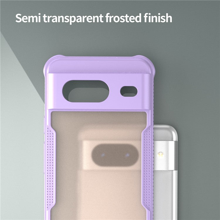 For Google Pixel 8 Case PC+TPU Frosted Phone Back Cover - Purple