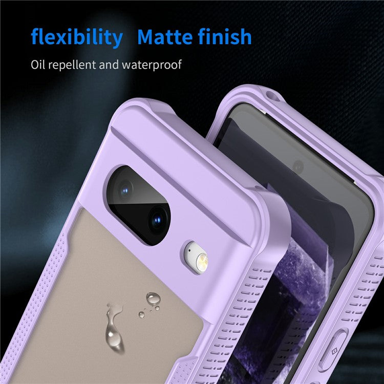 For Google Pixel 8 Case PC+TPU Frosted Phone Back Cover - Purple