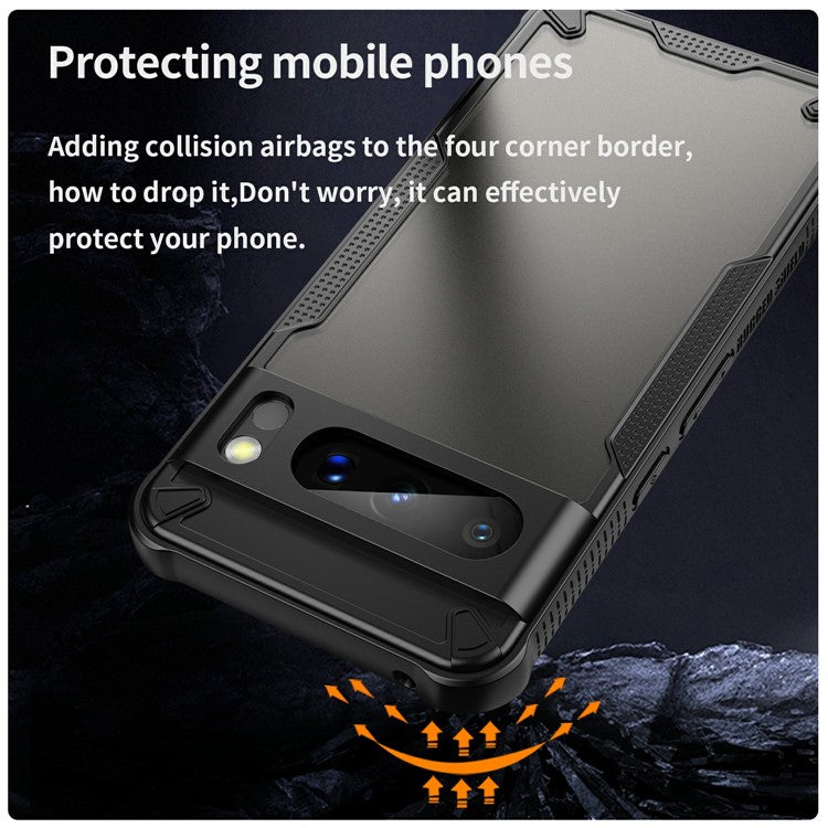 For Google Pixel 8 Pro Case PC+TPU Frosted Phone Back Cover - Black