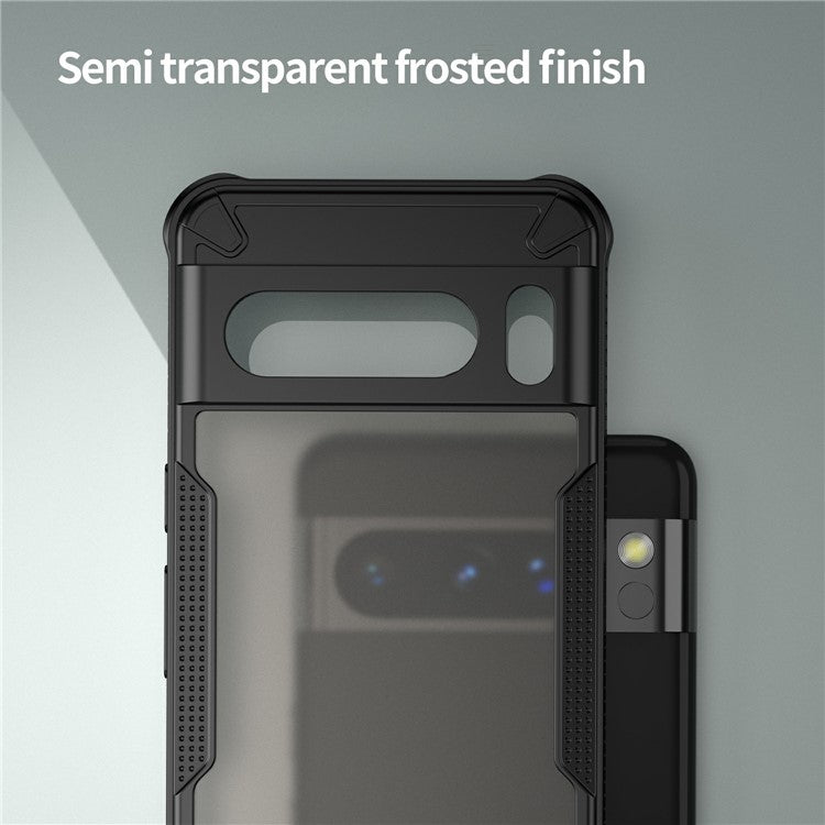 For Google Pixel 8 Pro Case PC+TPU Frosted Phone Back Cover - Black