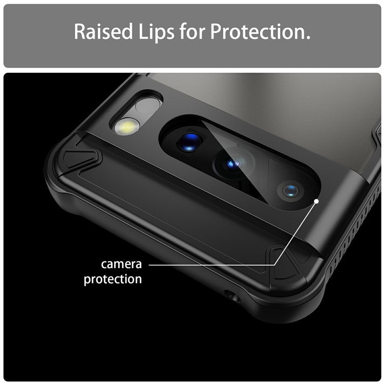 For Google Pixel 8 Pro Case PC+TPU Frosted Phone Back Cover - Black