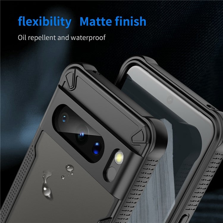 For Google Pixel 8 Pro Case PC+TPU Frosted Phone Back Cover - Black