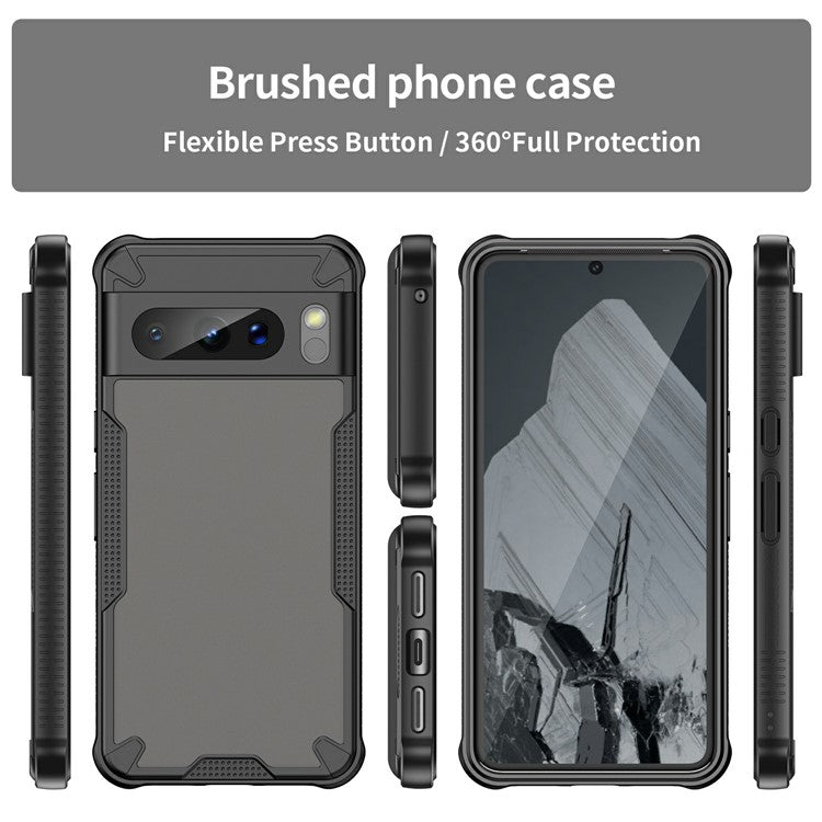 For Google Pixel 8 Pro Case PC+TPU Frosted Phone Back Cover - Black