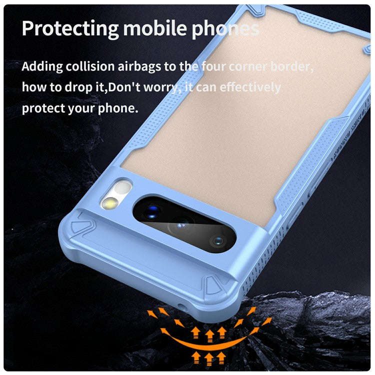 For Google Pixel 8 Pro Case PC+TPU Frosted Phone Back Cover - Blue