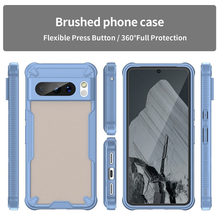 For Google Pixel 8 Pro Case PC+TPU Frosted Phone Back Cover - Blue