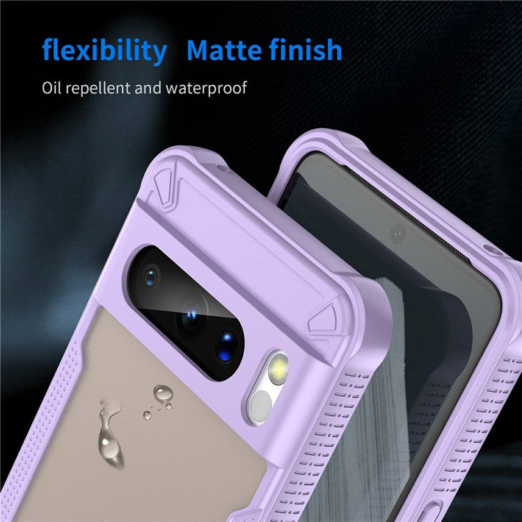 For Google Pixel 8 Pro Case PC+TPU Frosted Phone Back Cover - Purple