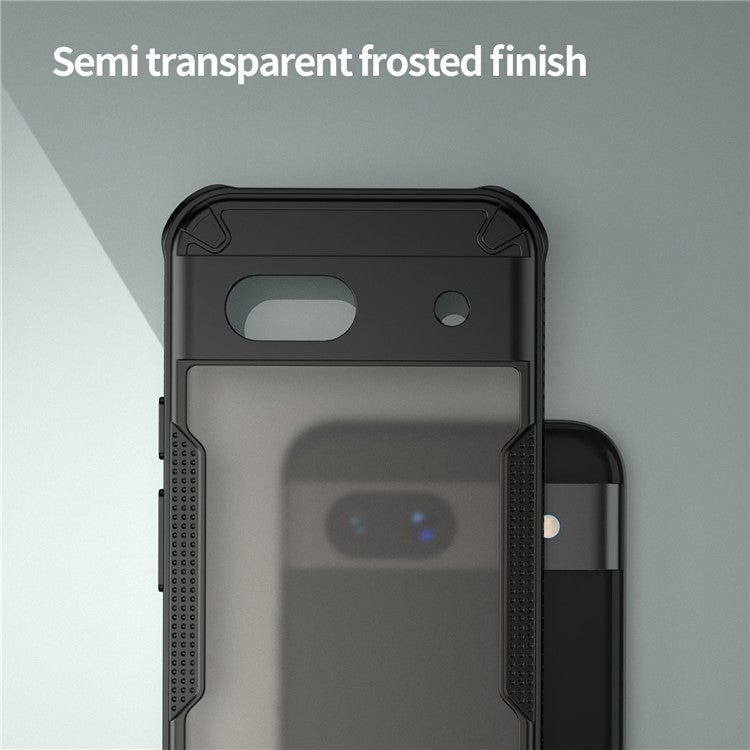 For Google Pixel 8a Case PC+TPU Frosted Phone Back Cover - Black