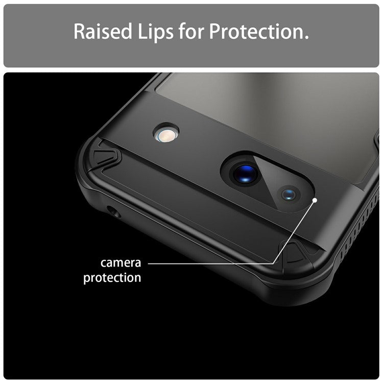 For Google Pixel 8a Case PC+TPU Frosted Phone Back Cover - Black