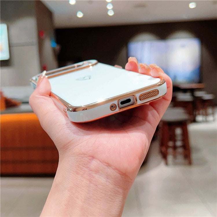 For Google Pixel 9 Pro XL Case Love Heart Pattern TPU Phone Cover Electroplating Edge - Brown