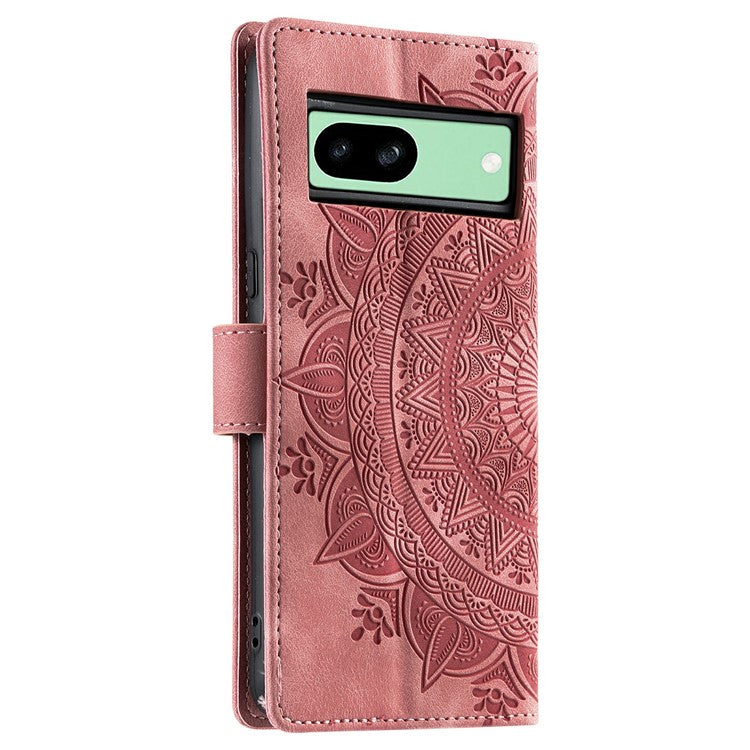 Style 018 For Google Pixel 8a Case Imprinted Totem Skin Feel Wallet Leather Phone Cover - Rose Gold