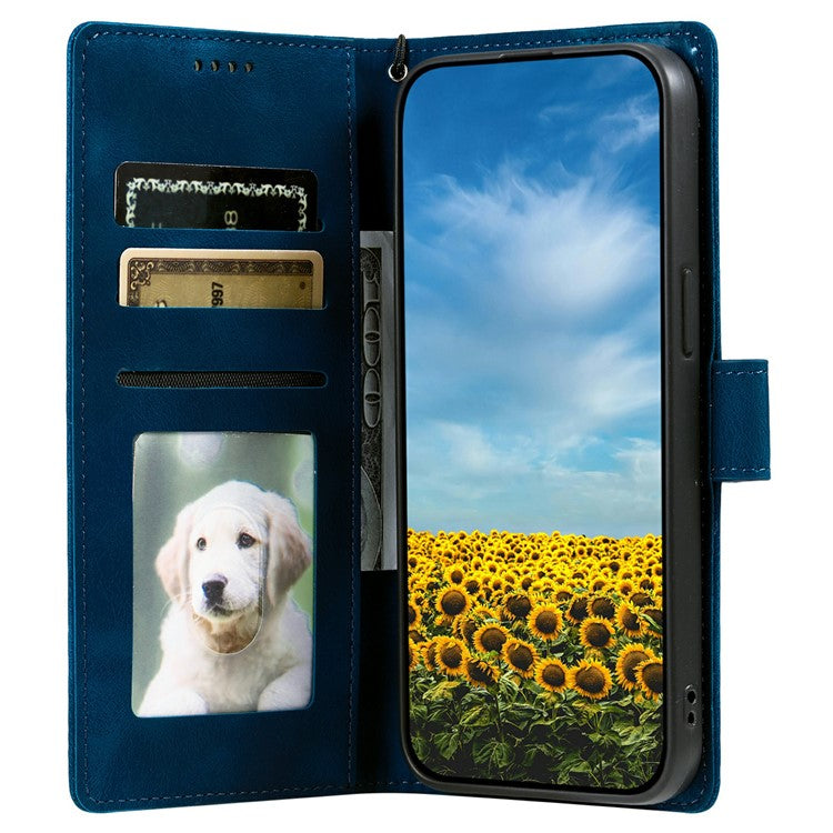 Style 018 For Google Pixel 9 Pro  /  Pixel 9 Case Imprinted Totem Skin Feel Wallet Leather Phone Cover - Blue