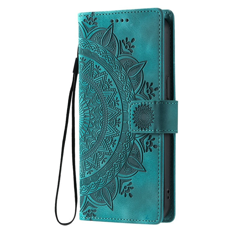 Style 018 For Google Pixel 9 Pro  /  Pixel 9 Case Imprinted Totem Skin Feel Wallet Leather Phone Cover - Mint Green