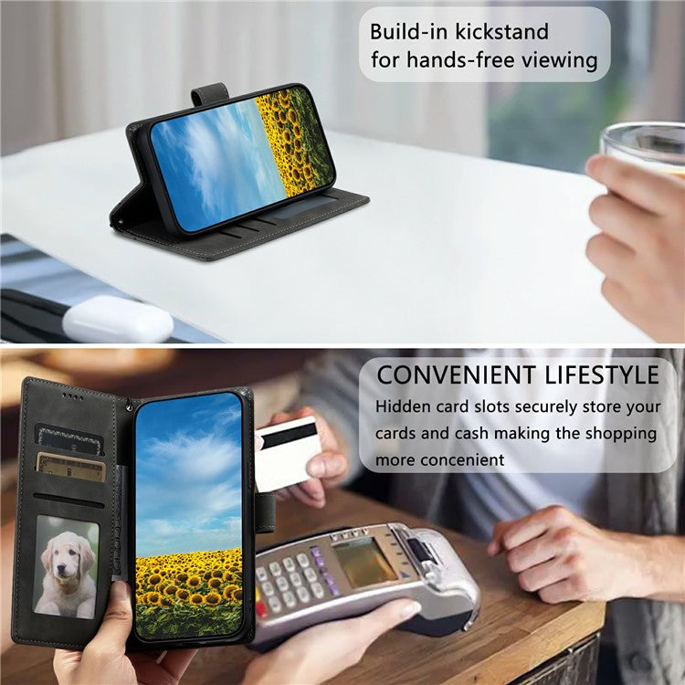Style 018 For Google Pixel 9 Pro  /  Pixel 9 Case Imprinted Totem Skin Feel Wallet Leather Phone Cover - Grey