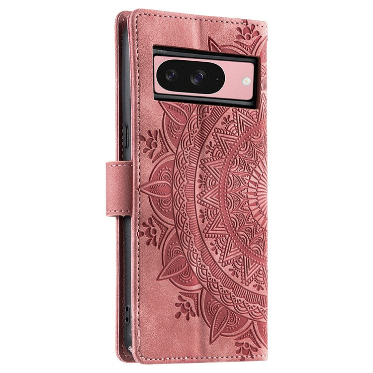 Style 018 For Google Pixel 9 Pro  /  Pixel 9 Case Imprinted Totem Skin Feel Wallet Leather Phone Cover - Rose Gold