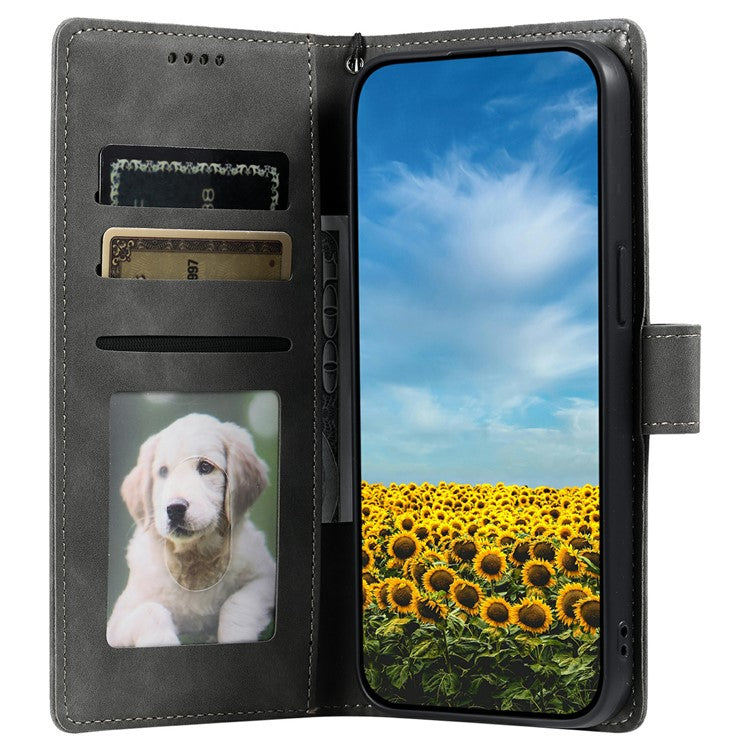 Style 018 For Google Pixel 9 Pro XL Case Imprinted Totem Skin Feel Wallet Leather Phone Cover - Grey