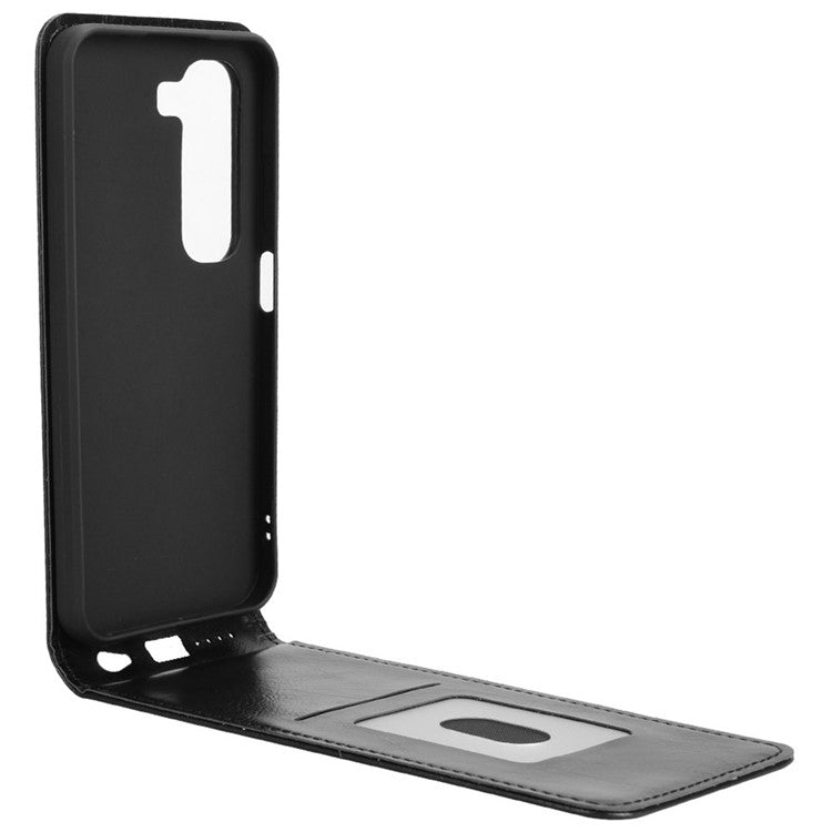 For Infinix Hot 50 5G X6720 Case with Card Slot Magnetic Vertical Flip Leather Phone Cover - Black