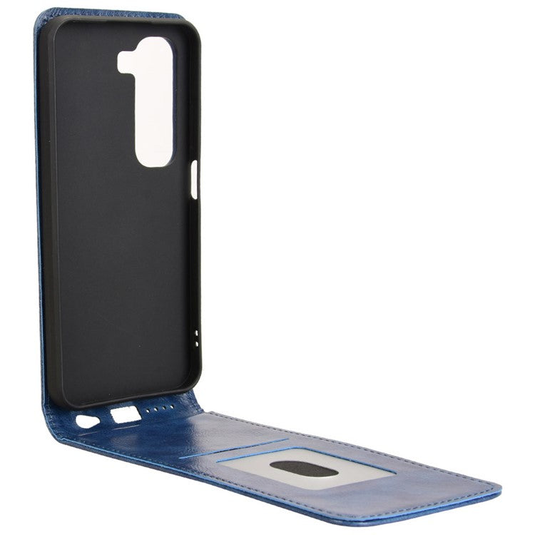 For Infinix Hot 50 5G X6720 Case with Card Slot Magnetic Vertical Flip Leather Phone Cover - Dark Blue