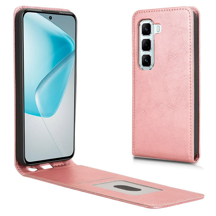 For Infinix Hot 50 5G X6720 Case with Card Slot Magnetic Vertical Flip Leather Phone Cover - Rose Gold
