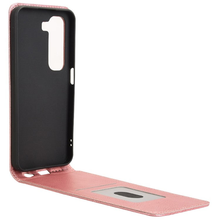 For Infinix Hot 50 5G X6720 Case with Card Slot Magnetic Vertical Flip Leather Phone Cover - Rose Gold