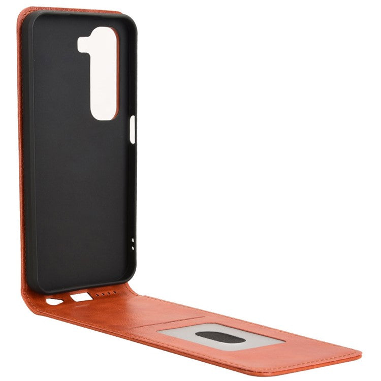 For Infinix Hot 50 5G X6720 Case with Card Slot Magnetic Vertical Flip Leather Phone Cover - Orange