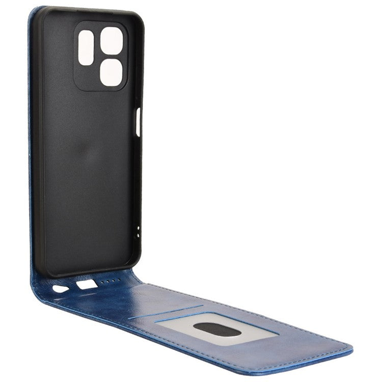 For Infinix Hot 50i 4G X6531 / Smart 9 4G X6532 Case with Card Slot Magnetic Vertical Flip Leather Phone Cover - Dark Blue