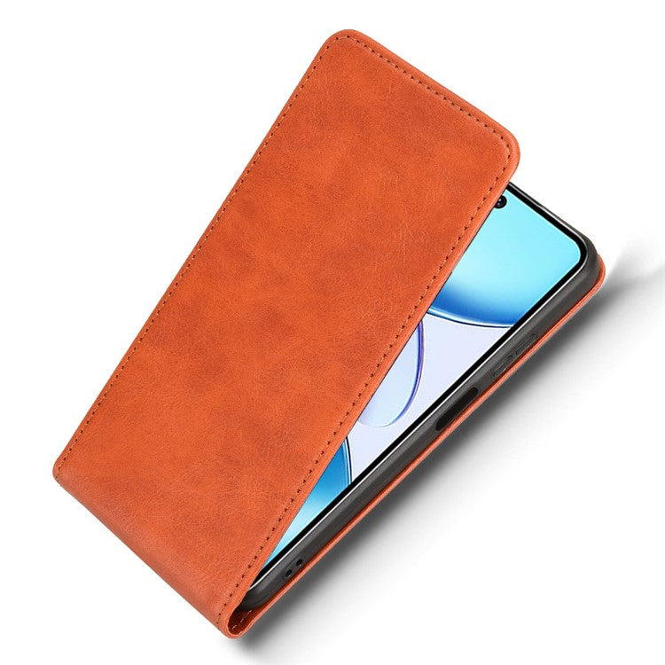 For Infinix Hot 50i 4G X6531 / Smart 9 4G X6532 Case with Card Slot Magnetic Vertical Flip Leather Phone Cover - Orange