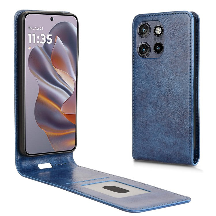 Phone Case For Motorola ThinkPhone 25 5G  /  Moto S50 5G  /  Edge 50 Neo 5G with Card Slot Magnetic Vertical Flip Leather Cover - Dark Blue