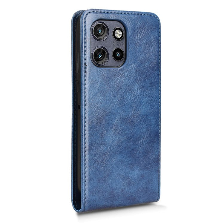 Phone Case For Motorola ThinkPhone 25 5G  /  Moto S50 5G  /  Edge 50 Neo 5G with Card Slot Magnetic Vertical Flip Leather Cover - Dark Blue
