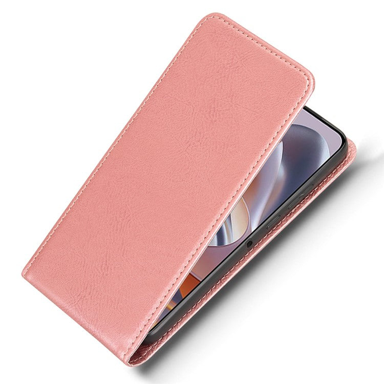 Phone Case For Motorola ThinkPhone 25 5G  /  Moto S50 5G  /  Edge 50 Neo 5G with Card Slot Magnetic Vertical Flip Leather Cover - Rose Gold