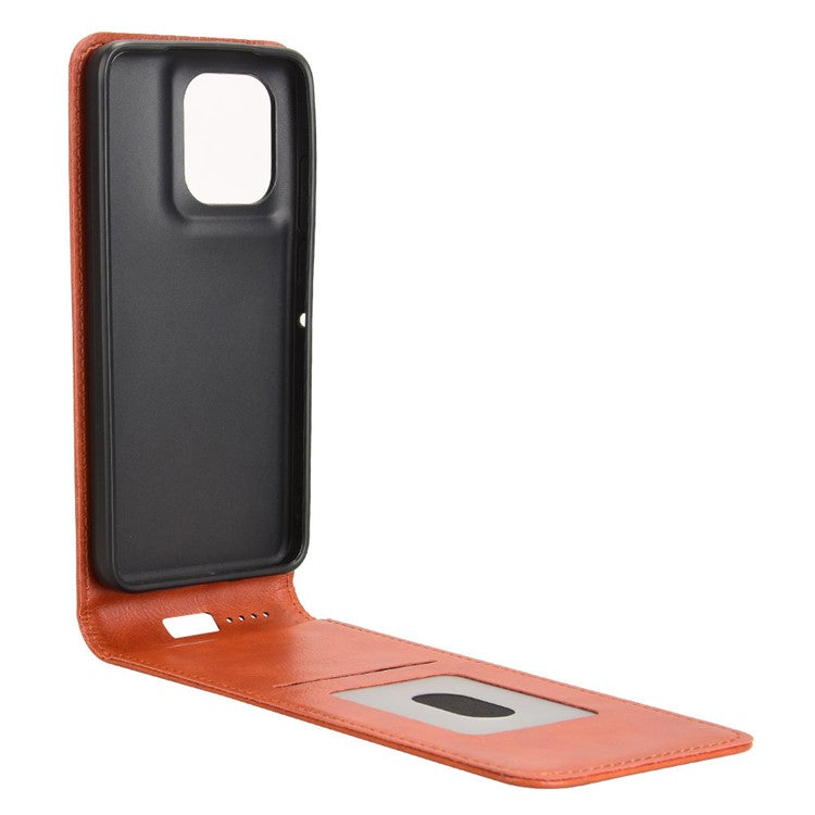 Phone Case For Motorola ThinkPhone 25 5G  /  Moto S50 5G  /  Edge 50 Neo 5G with Card Slot Magnetic Vertical Flip Leather Cover - Orange