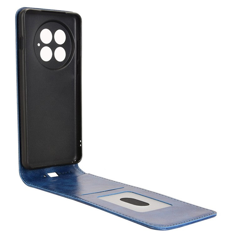 For OnePlus 13 Case with Card Slot Magnetic Vertical Flip Leather Phone Cover - Dark Blue