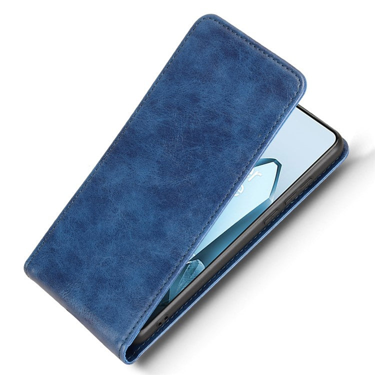 For OnePlus 13 Case with Card Slot Magnetic Vertical Flip Leather Phone Cover - Dark Blue