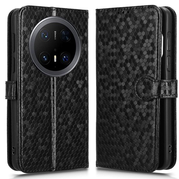 For Huawei Mate 70 Pro+ / 70 Pro Wallet Case Dot Pattern Imprint PU Leather Phone Cover - Black