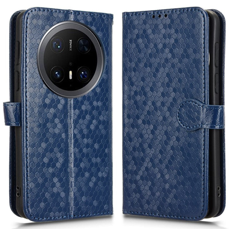 For Huawei Mate 70 Pro+ / 70 Pro Wallet Case Dot Pattern Imprint PU Leather Phone Cover - Dark Blue