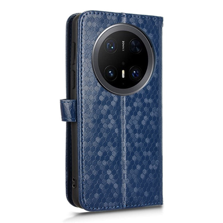 For Huawei Mate 70 Pro+ / 70 Pro Wallet Case Dot Pattern Imprint PU Leather Phone Cover - Dark Blue