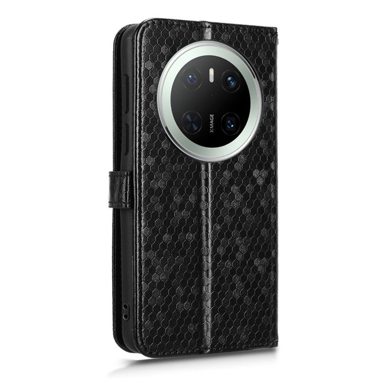 For Huawei Mate 70 Wallet Case Dot Pattern Imprint PU Leather Phone Cover - Black